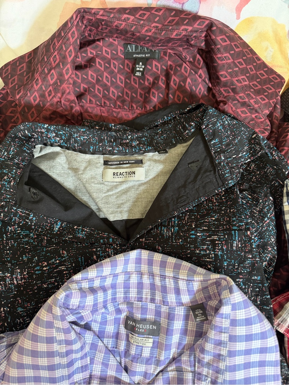 Men’s Long Sleeve Button-Down Shirt Bundle - Red, Black, Purple - Picture 3 of 4